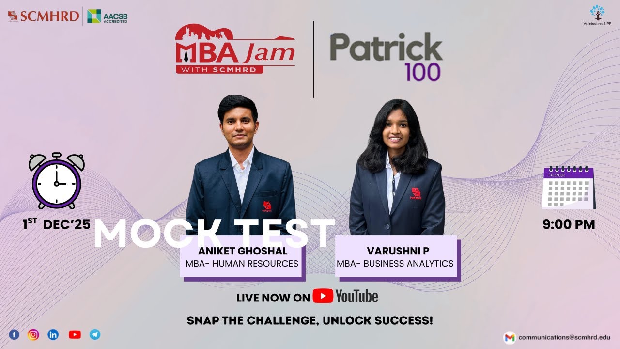 MBA Jam Season 18 | SNAP the Challenge, Unlock Success | Live Session by SCMHRD | Patrick 100