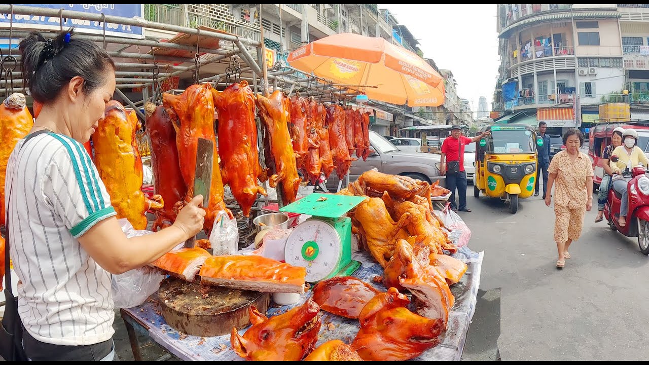 Orussey Market in Phnom Penh, Cambodia - Roast Pig, Chicken, Duck, Fruit, & More, Best Street Food