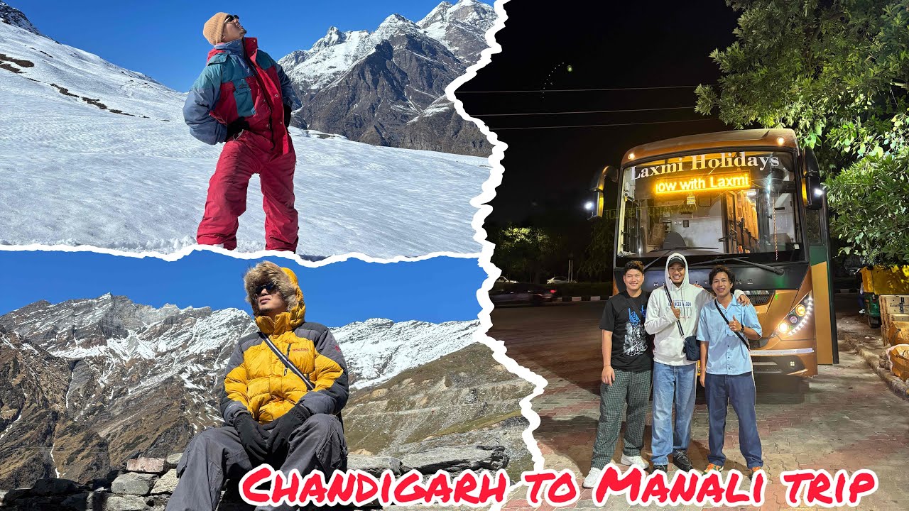 Chandigarh To Manali Volvo Bus journey |cheapest hotel in Manali | The mountain king hotel 😎⛄️☃️