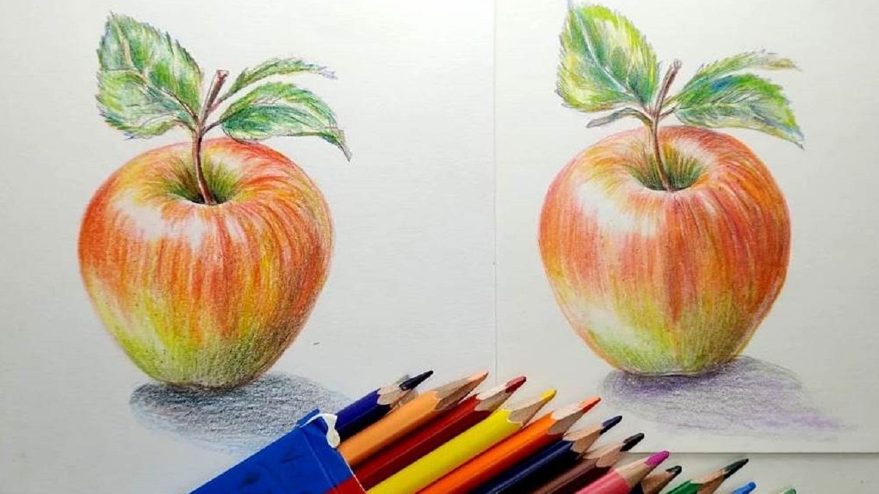✨ Segredo para Desenhar uma Maçã Realista com Lápis de Cor! Simples e Encantador!
