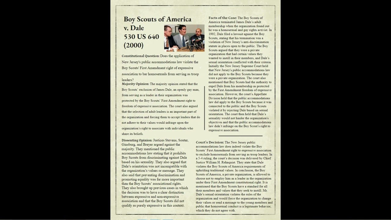 Boy Scouts v. Dale Presentation   Ira Roy
