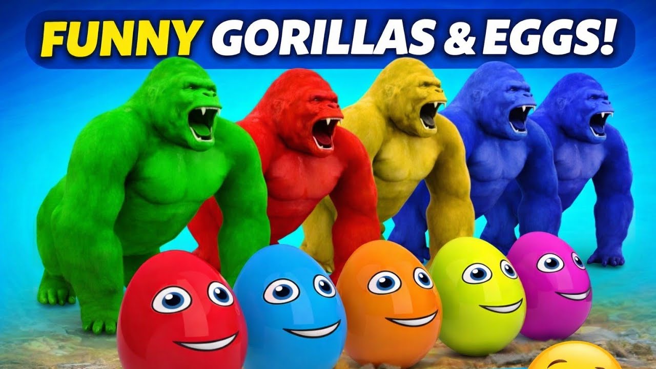 Colorful Gorillas 🦍 Surprise Eggs 🥚 | Funny Cartoon for Kids | Toon Magic
