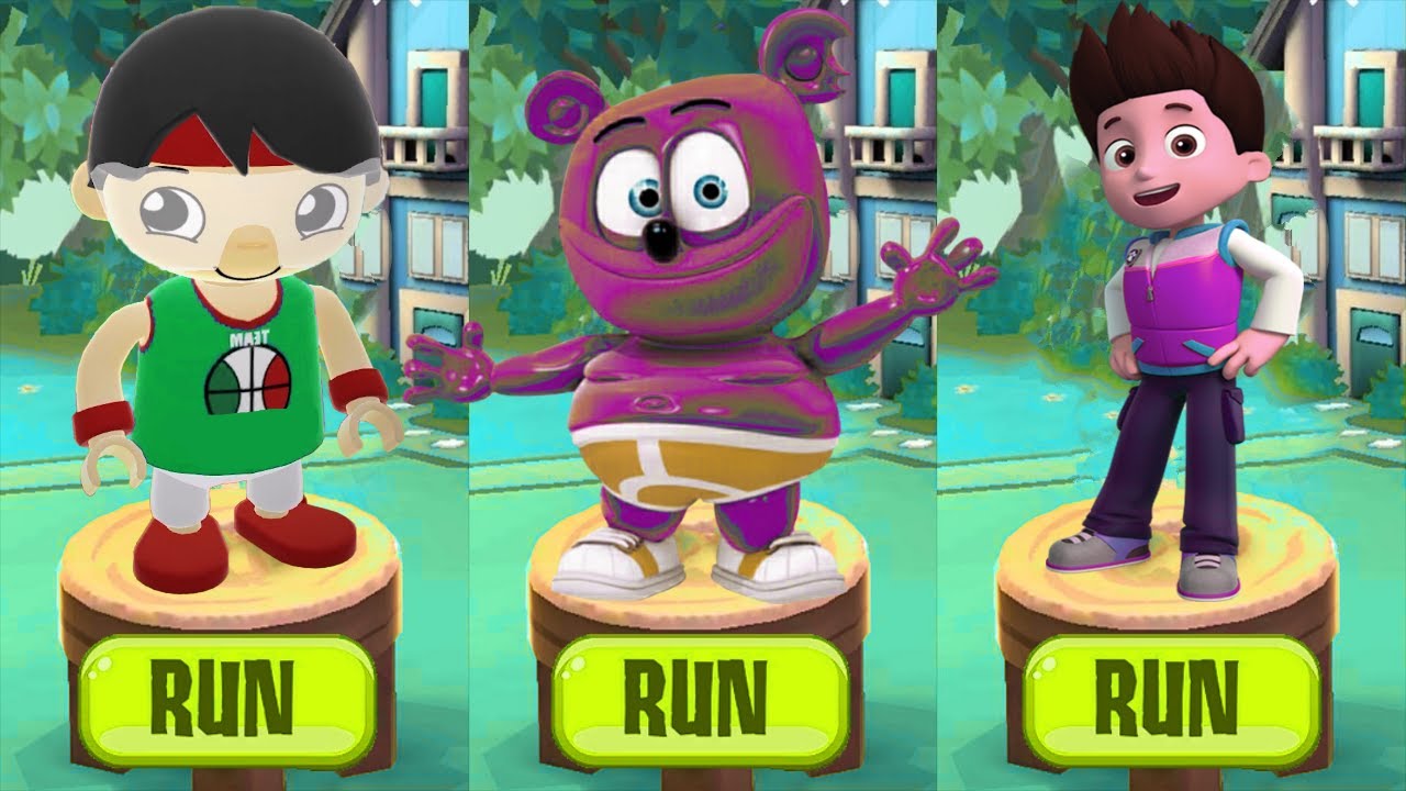 Tag with Ryan vs Purple Gummy Bear Runner vs Purple Ryder PAW Patrol - Gameplay