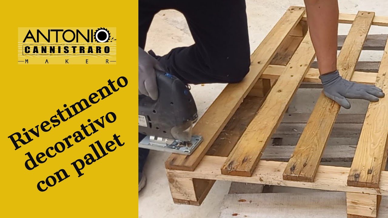 Rivestimento parete in legno da riciclo pallet 1/2. Wall for tools with pallets Diy