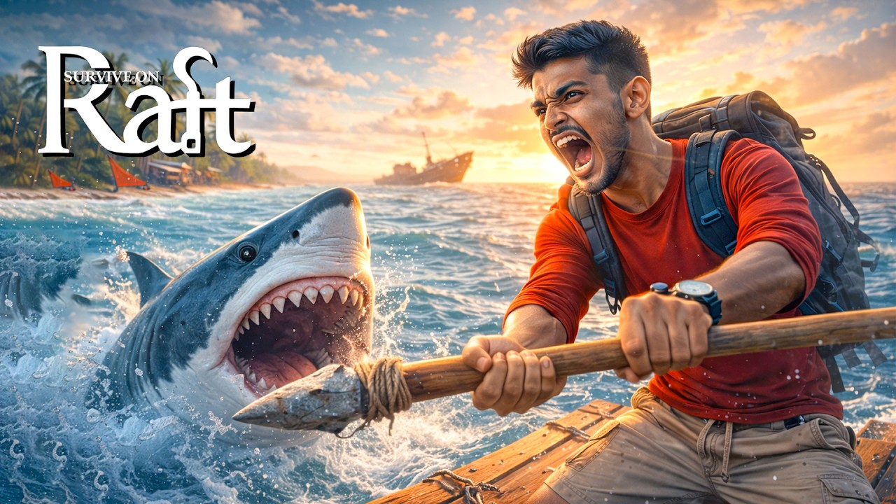 Surviving the Ocean in RAFT  DAY 2 | w/ @PatroshGaming