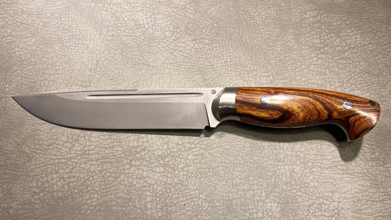 Cheburkov Knife Bear, Steel S90V, Bolster Titanium, Full Tang, Handle Iron Wood, Full Length 290 mm