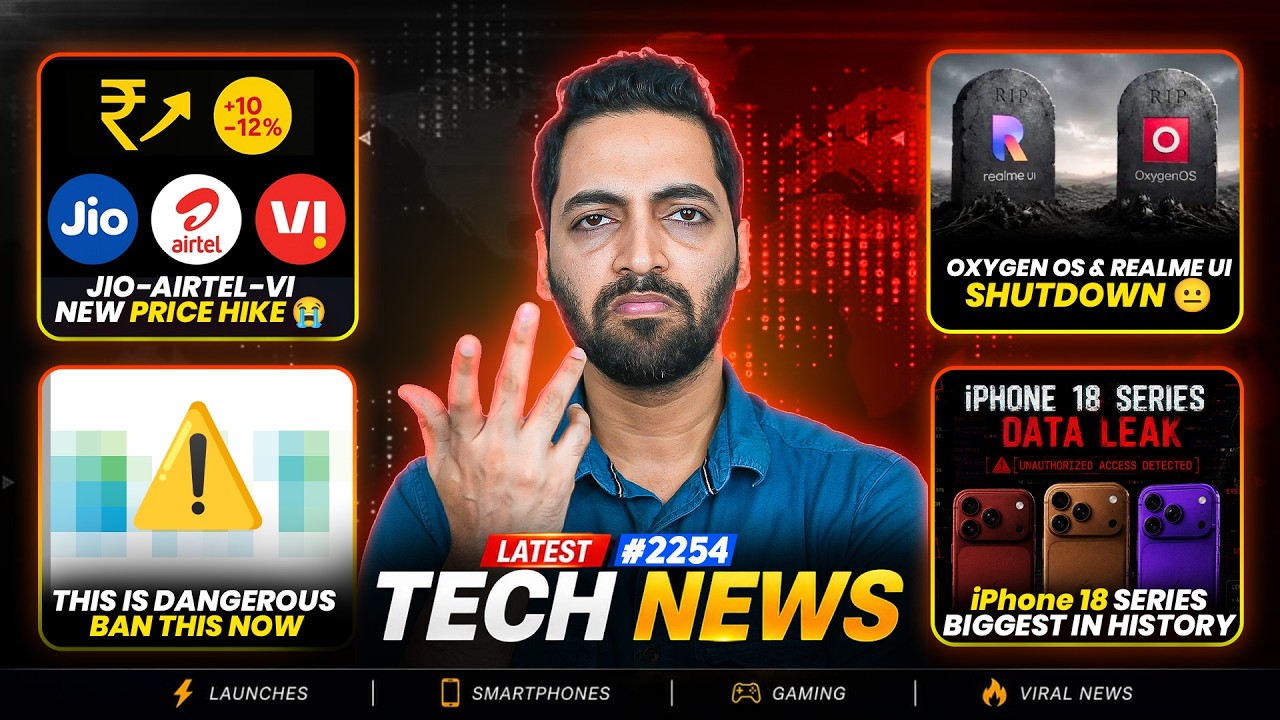 Jio-Airtel-Vi New Price Hike😐,Oxygen OS & realmeUI Shutdown😭,This App Should be Banned,iPhone 18😢