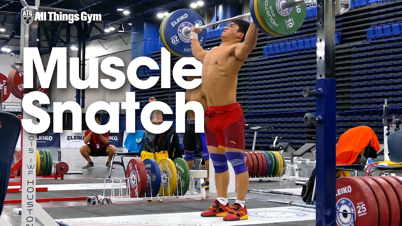 Tian Tao Muscle Snatch 110kg 2015 World Weightlifting Championships Training Hall