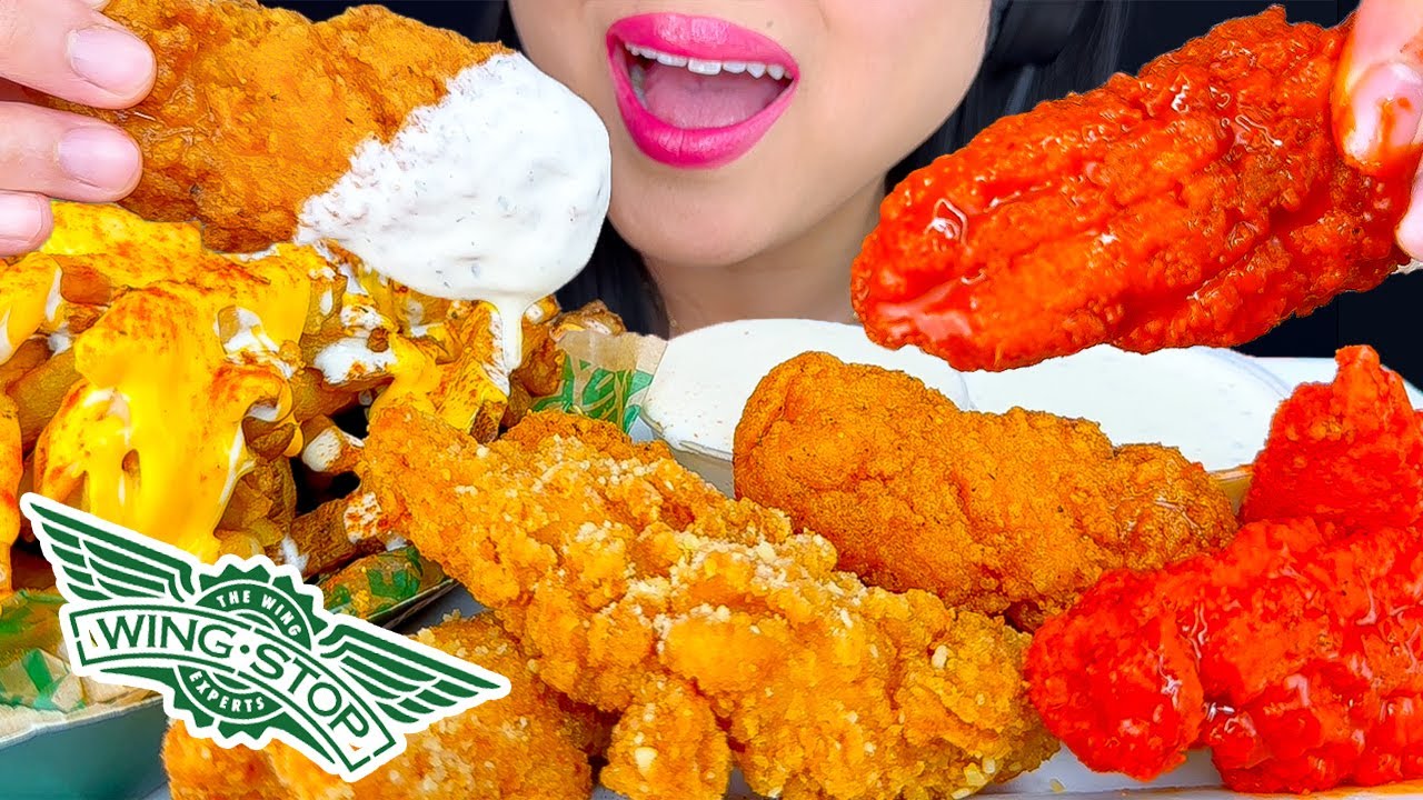 ASMR WINGSTOP CHICKEN TENDERS & VOODOO FRIES HOT HONEY ORIGINAL HOT (EATING SOUNDS) ASMR Phan #asmr