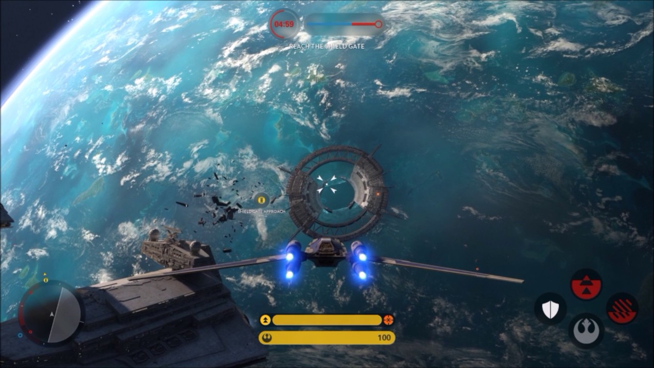 Star Wars Battlefront Rogue One Scarif DLC - Flying the U-wing through the shield gate