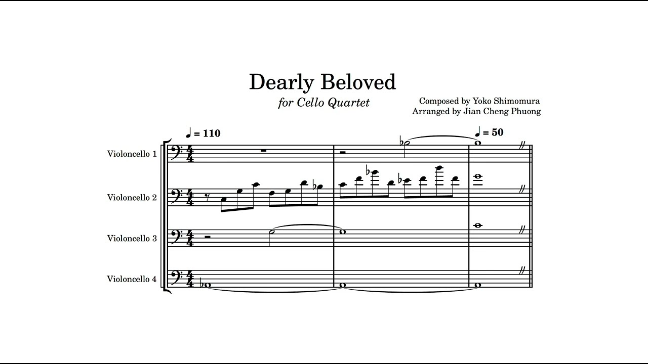 Dearly Beloved - Cello Quartet (testing out musescore 4 soundfont)