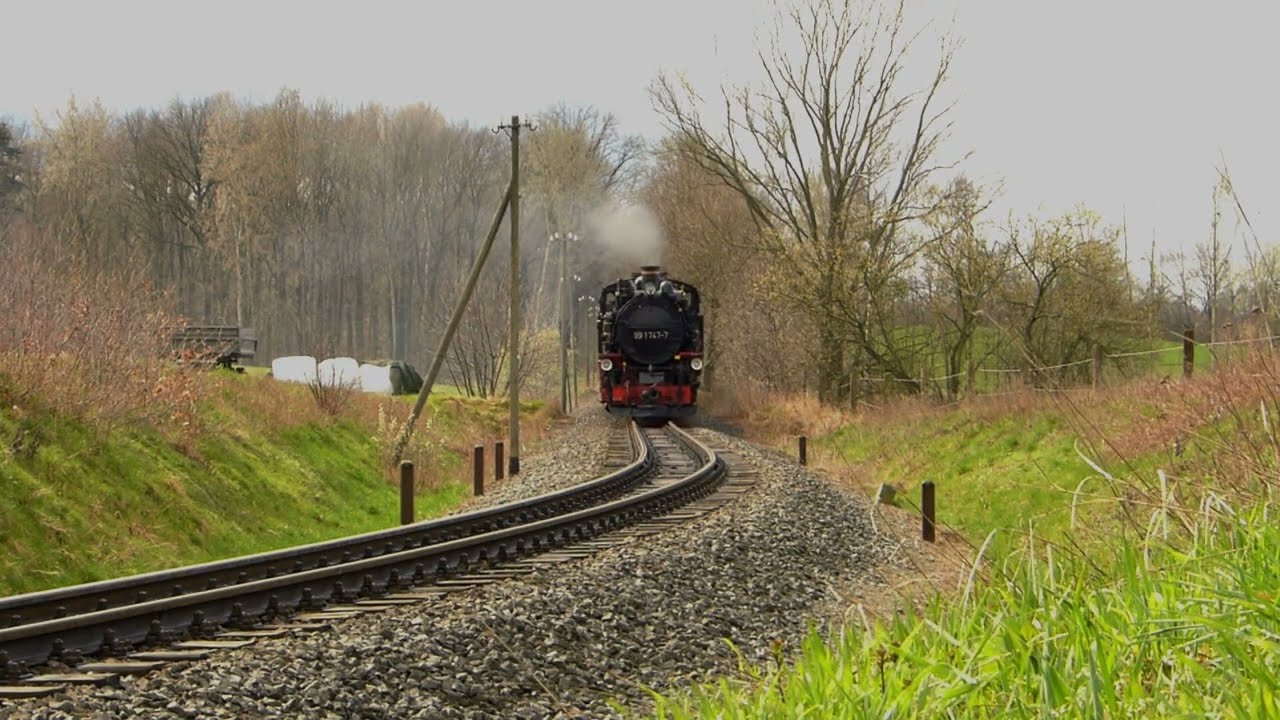 Lößnitzgrundbahn - Dampf und Rauch vom Damm bis Moritzburg am 25. März 2023