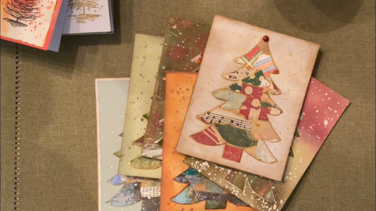 Craft with me! How I create my collage Christmas Cards #collageart #christmas #cards 