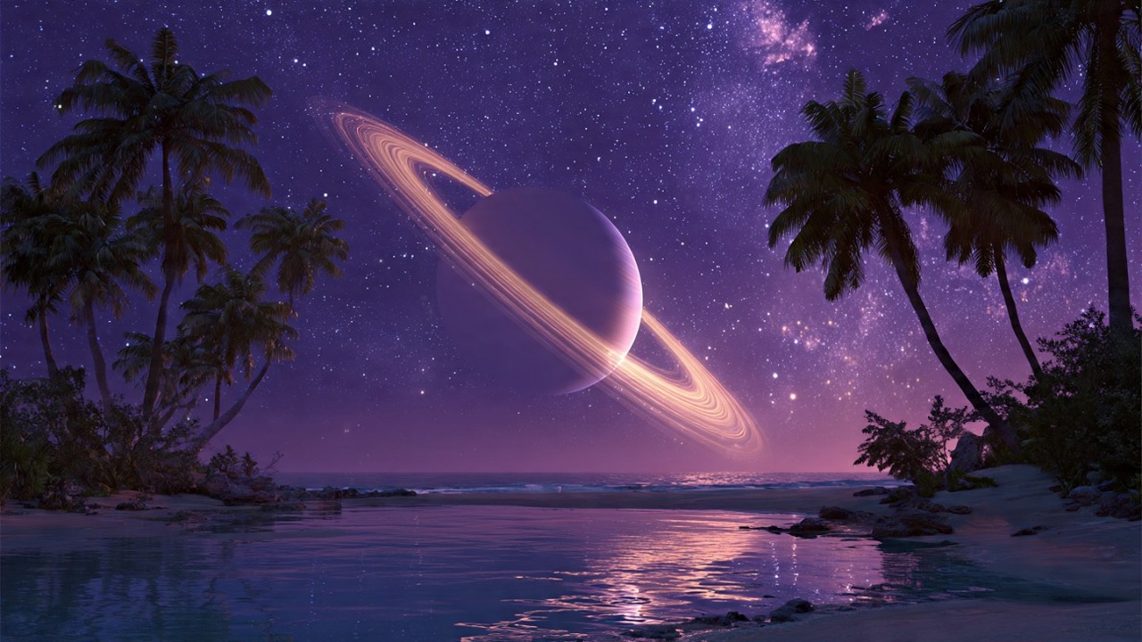 Saturn Over Silent Waters 🪐 Atmospheric Night Journey 1 Hour