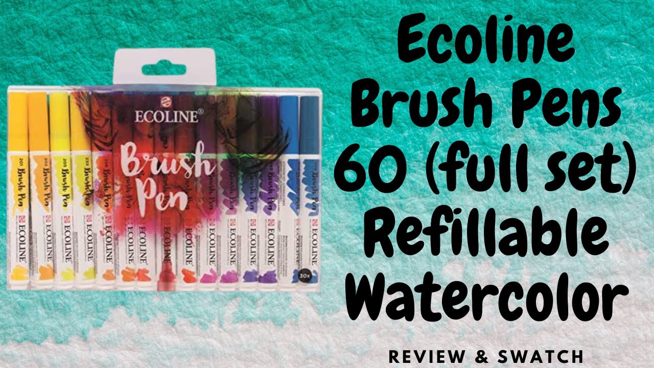 Ecoline Brush Pens - 60 Full Set - Refillable Watercolor - Review & Swatch