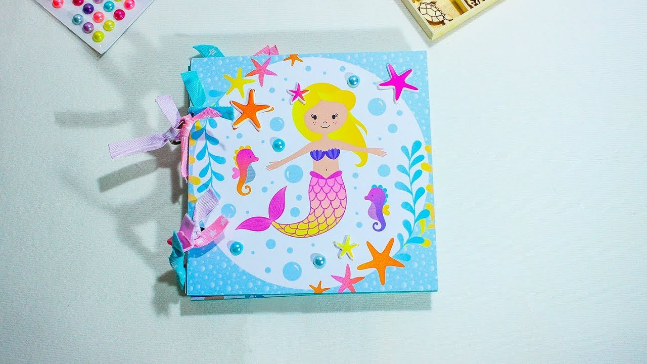 Album Scrapbook Sirenas ☞ Mini Album RÁPIDO y FÁCIL con Desplegables  y Bolsillos 🧜🏻‍♀️🧜🏻‍♂️