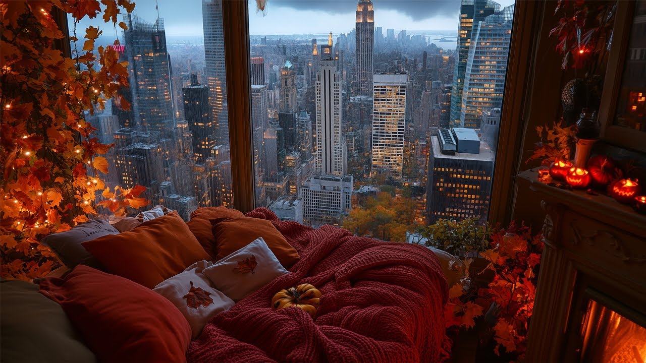 Cozy Rainy Fall Ambience In New York City🍂 October Ambience For Relaxing, Sleeping, Studying