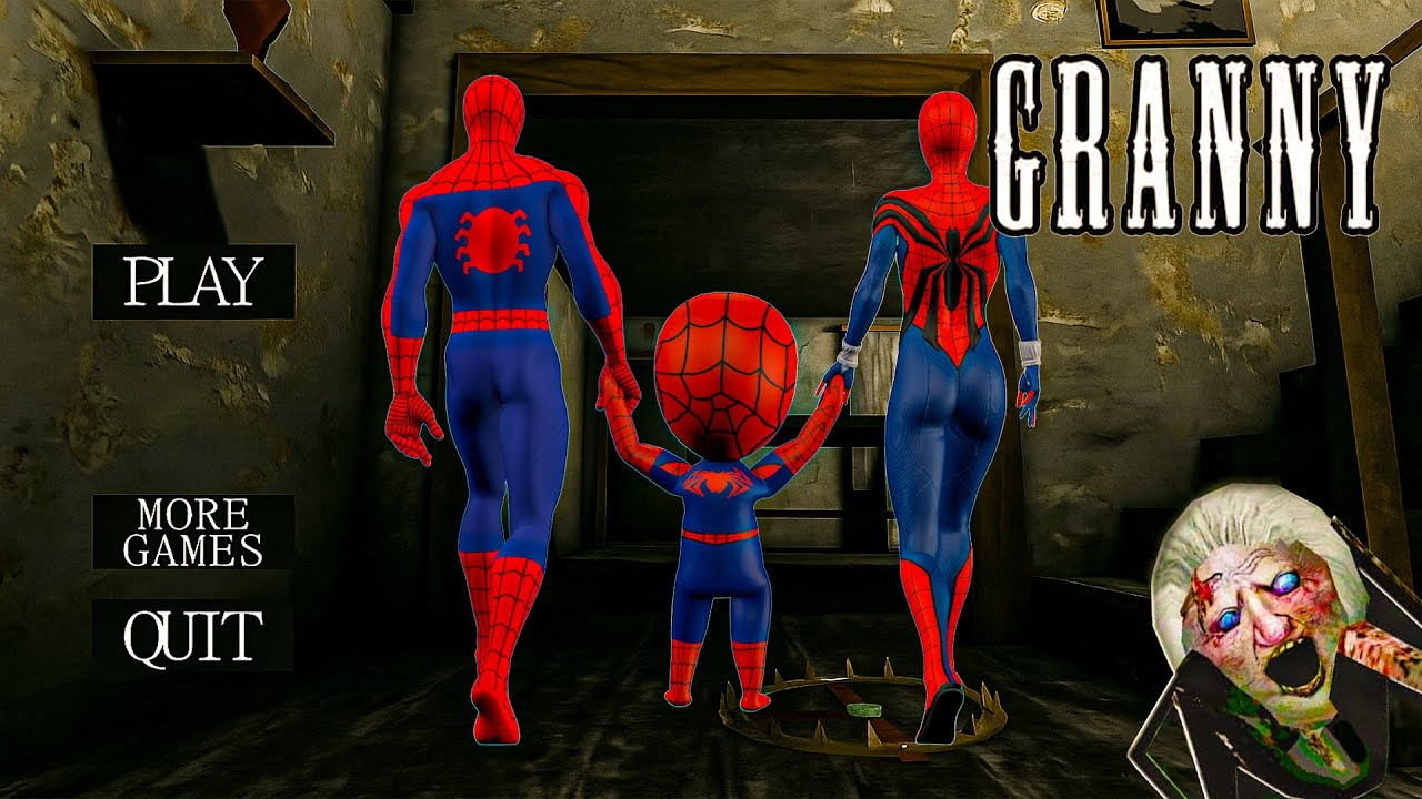 Playing as SpiderMan x Granny x Grandpa x Labubu call Tung Tung Sahur x Baby Spider in Granny House