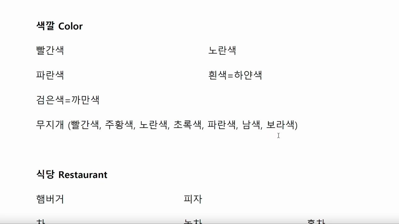 Beginning Korean 1, L6 Words & Expressions