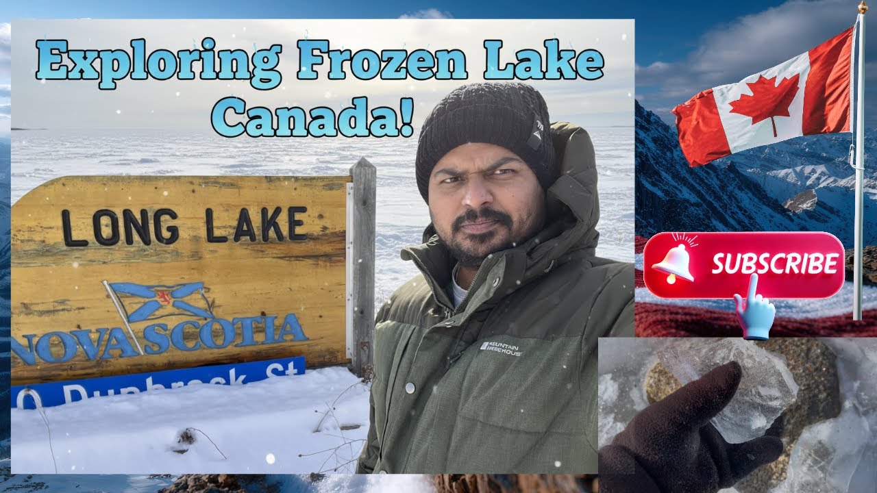 Canada lo Frozen Lake 😱❄️ | Walking on Ice | Telugu Canada Vlogs 🇨🇦 #snow #winter #canada #youtube