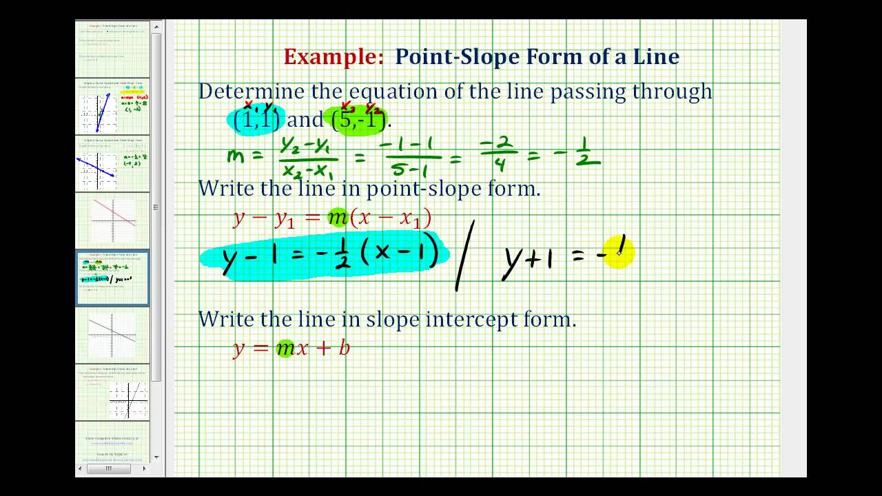 Ex:  Find The Equation of the Line in Point-Slope and Slope Intercept Form Given Two Points