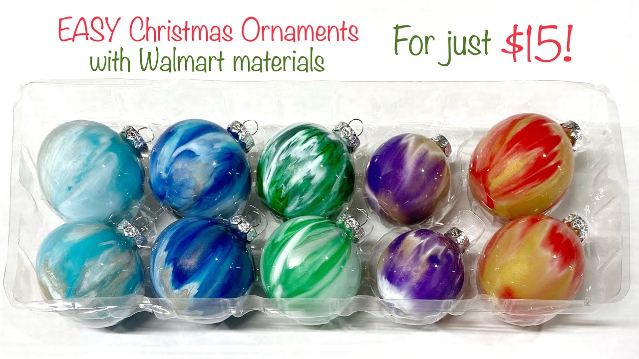 Painting Ornaments With Walmart Materials! Cheap and easy fluid painting craft