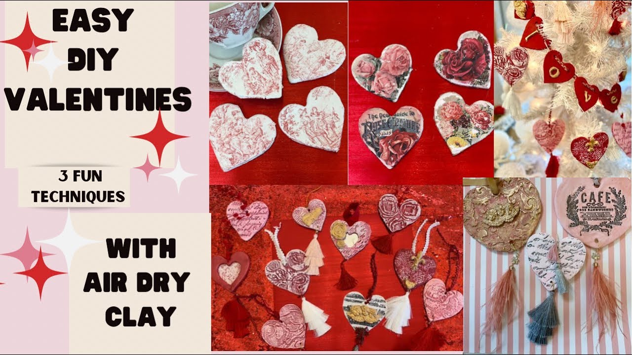 Easy DIY Valentines Decor, Crafts and Gifts  on a budget, great for last minute with air dry clay