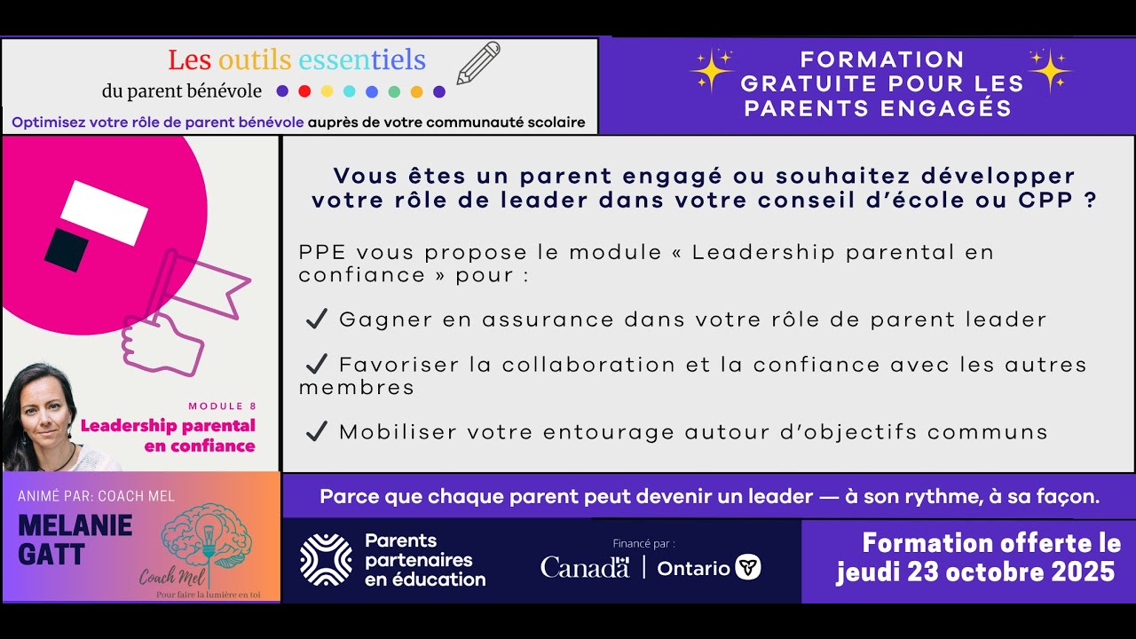 Formation - Outils essentiels des parents bénévoles - Leadership parental en confiance