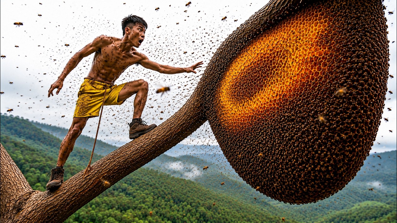 Only the Bravest Would Climb This 100m Tree for Giant Wild Honey