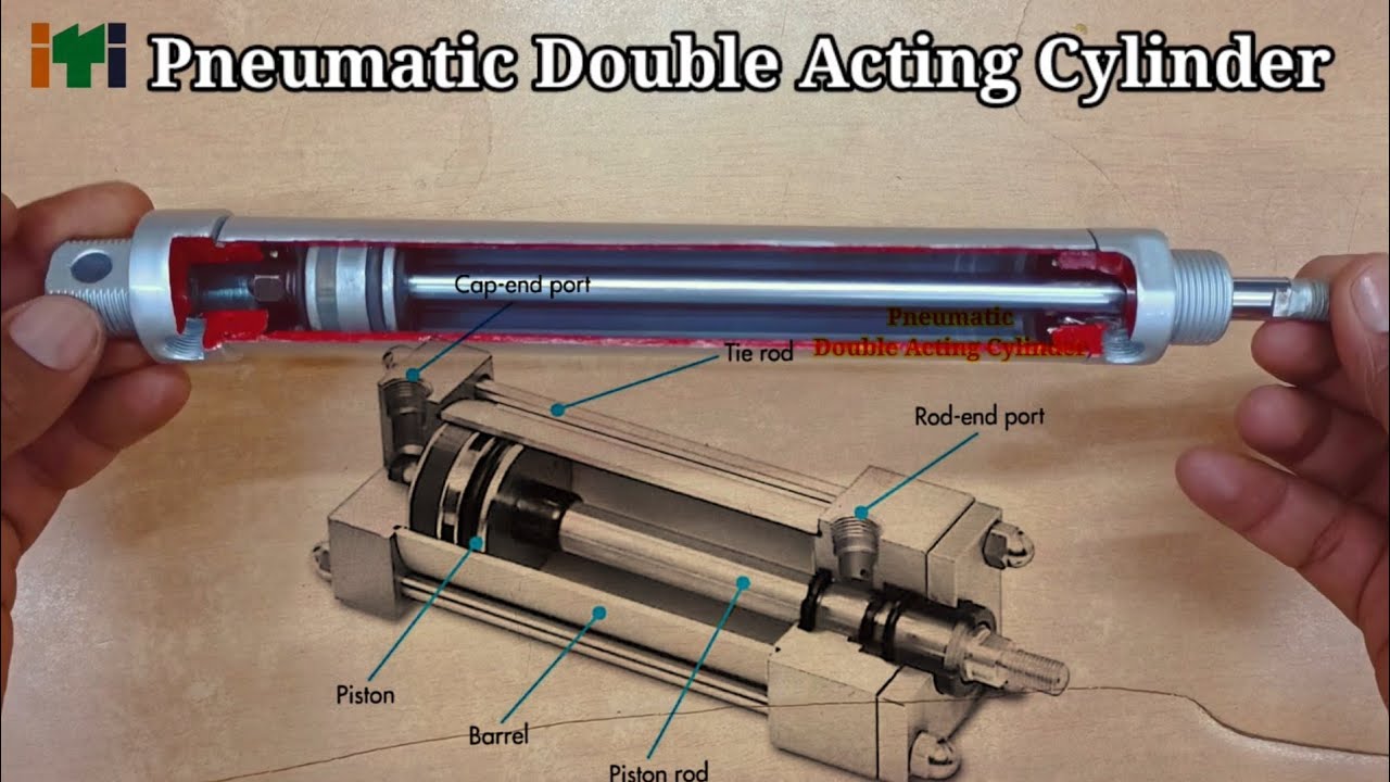 #Pneumatic Double Acting Cylinder वायवीय डबल अभिनय सिलेंडर // Explain Double Acting Cylinder