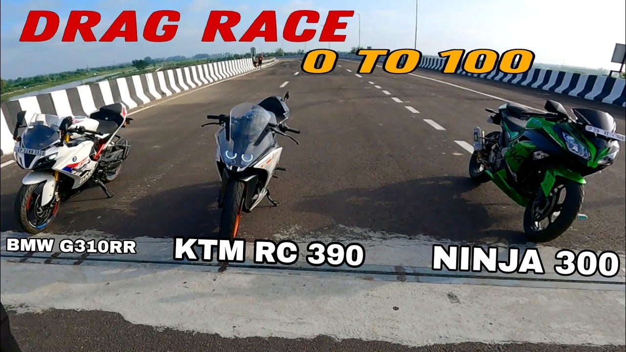 BMW G310 Vs KTM 390 Vs NINJA 300 Drag Race 0 To 100