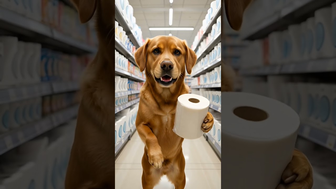 Obawy przy zakupie papieru toaletowego 😄 #śmieszne #pies #labrador #funny #ytshorts