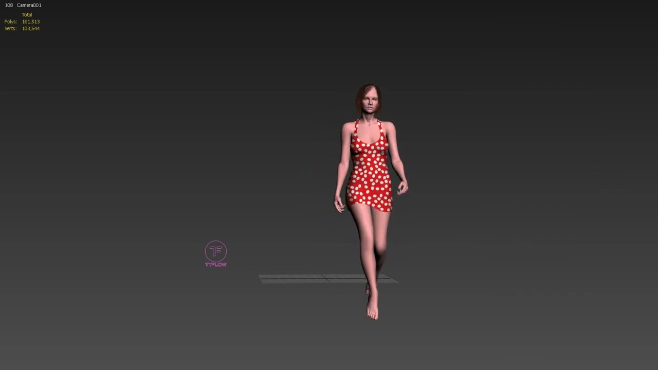 TyFlow character clothing test with CCCS