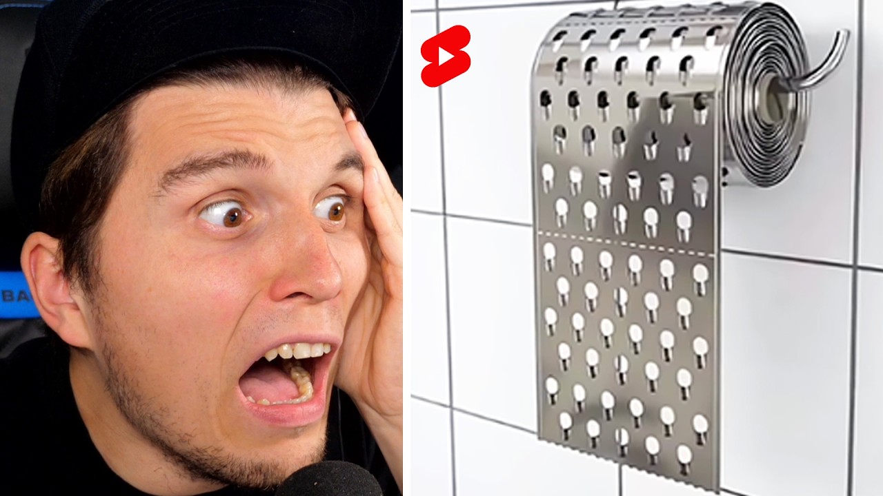 Paluten guckt Shorts bis er Golf auf der Toilette spielt