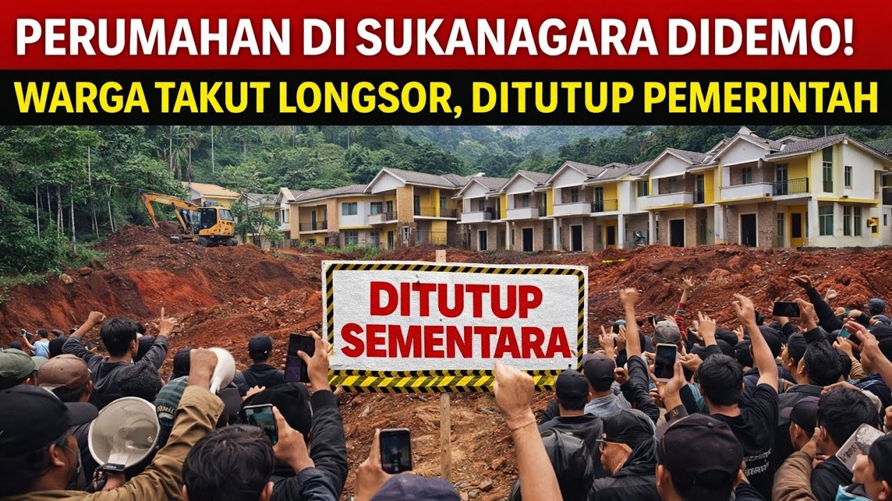 perumahan di Sukanagara soreang ditutup sementara oleh pemerintah karena di demo warga