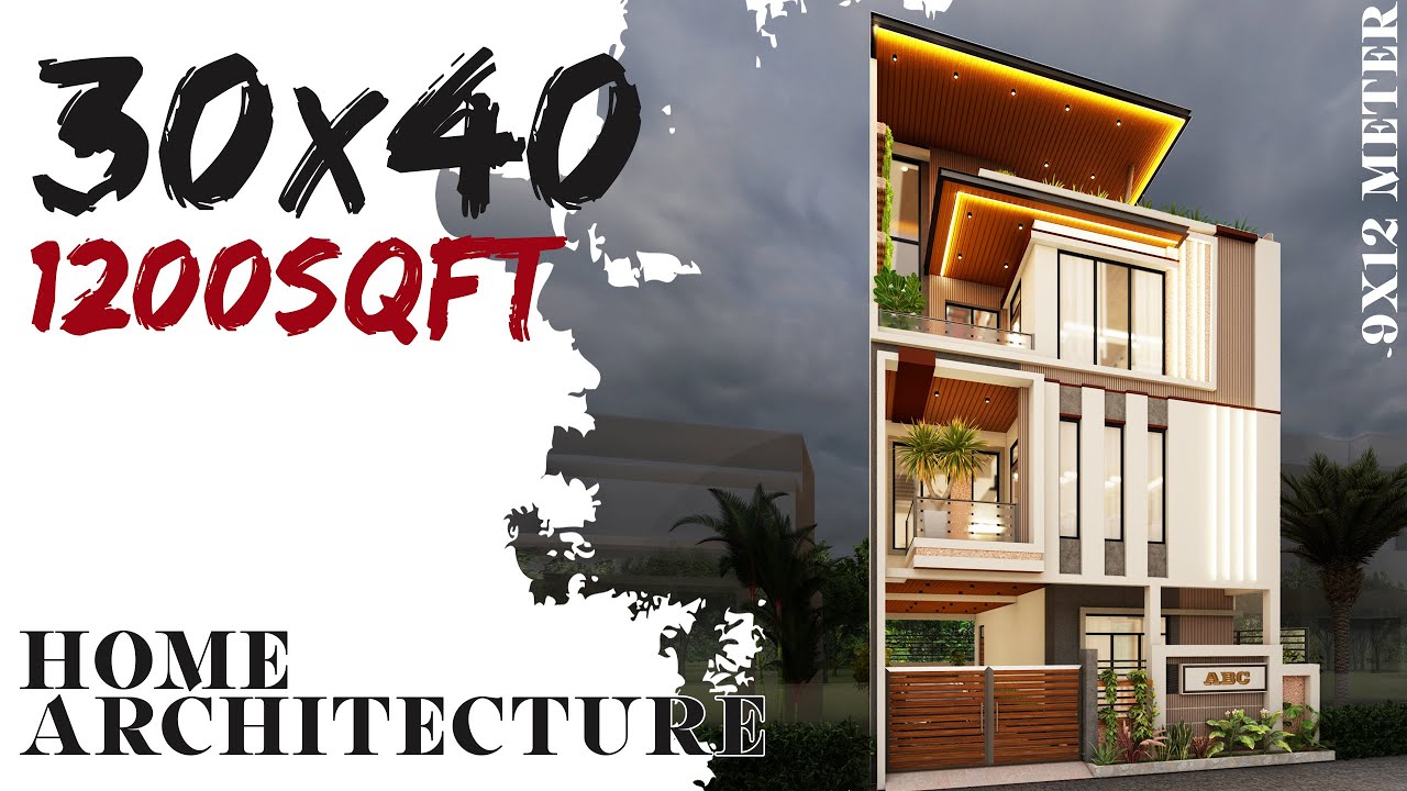 30X40 Feet, 1200 sqft Luxurious Triplex House Design | 9X12 Meter Villa | 130 Gaj Plan | ID-136
