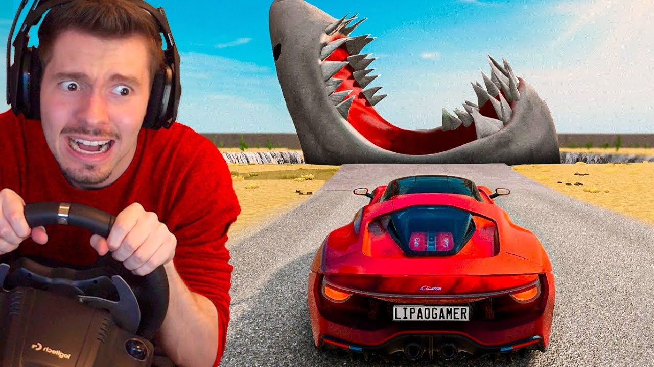 CARRO passando a 300km/h na BOCA DO TUBARÃO! - BeamNG Drive