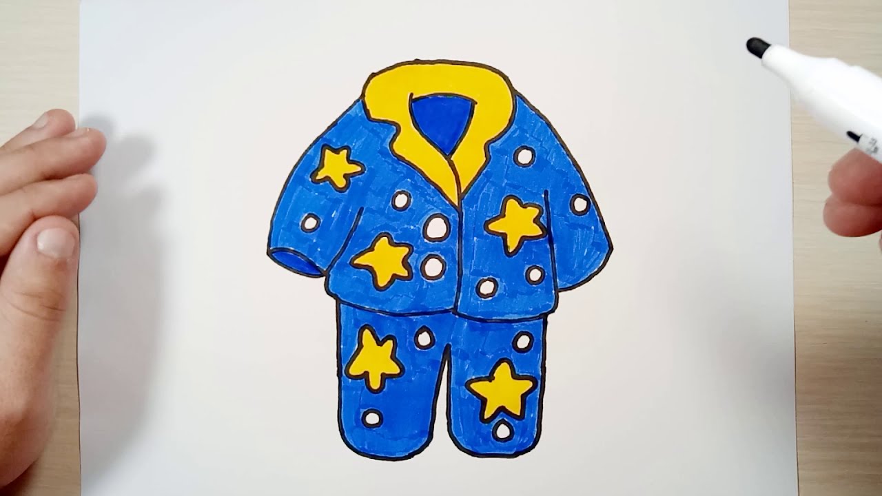 How to draw cute pajamas, step by step