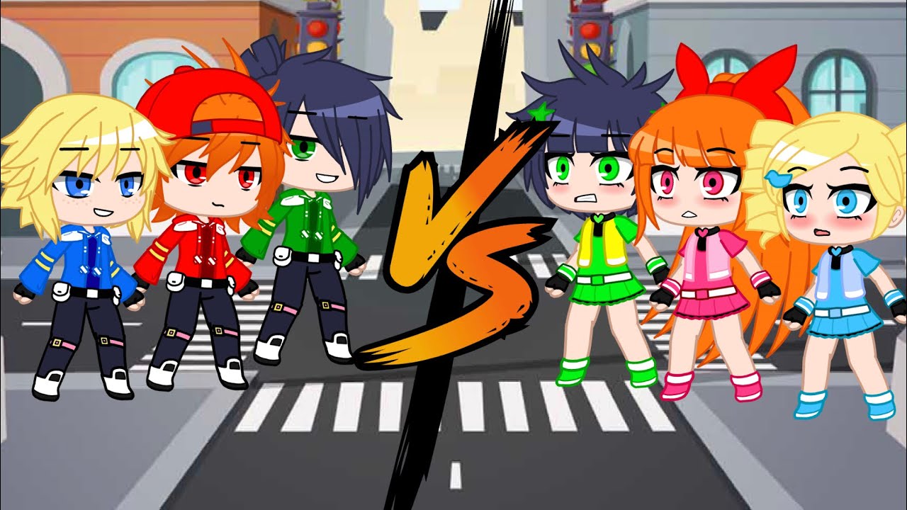 Powerpuff girls z vs rowdyruff boys z gacha club Japanese and English