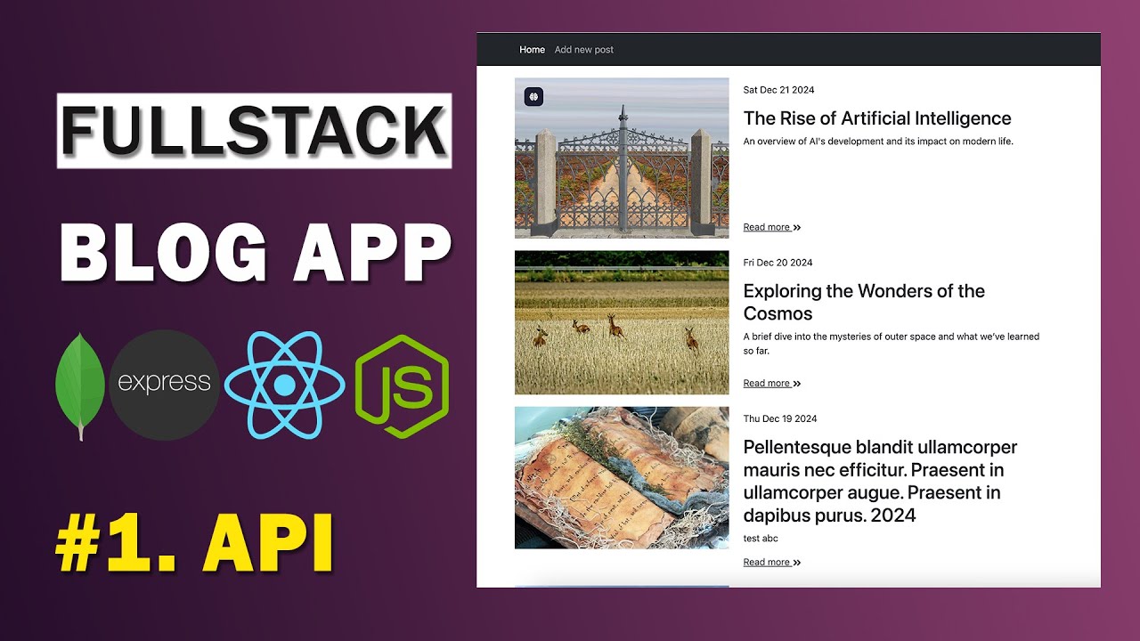 Build and Deploy Fullstack Blog App using MERN (MongoDB, Express, React, Node)  - Part #1: API