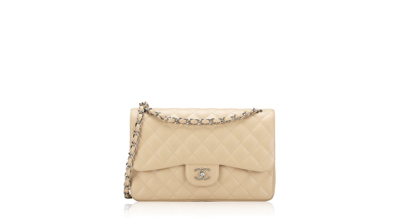 Chanel Caviar Jumbo Classic Double Flap Bag Beige