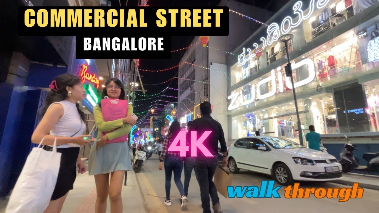 [4K] Walk in Commercial street Bangalore #commercialstreet #incredibleindia #citylife #streetlife