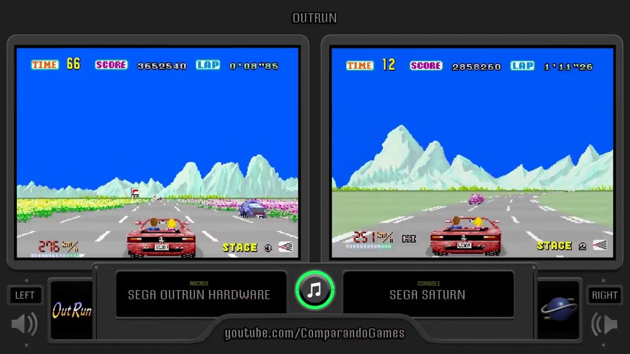 Outrun (Arcade vs Sega Saturn) Side by Side Comparison