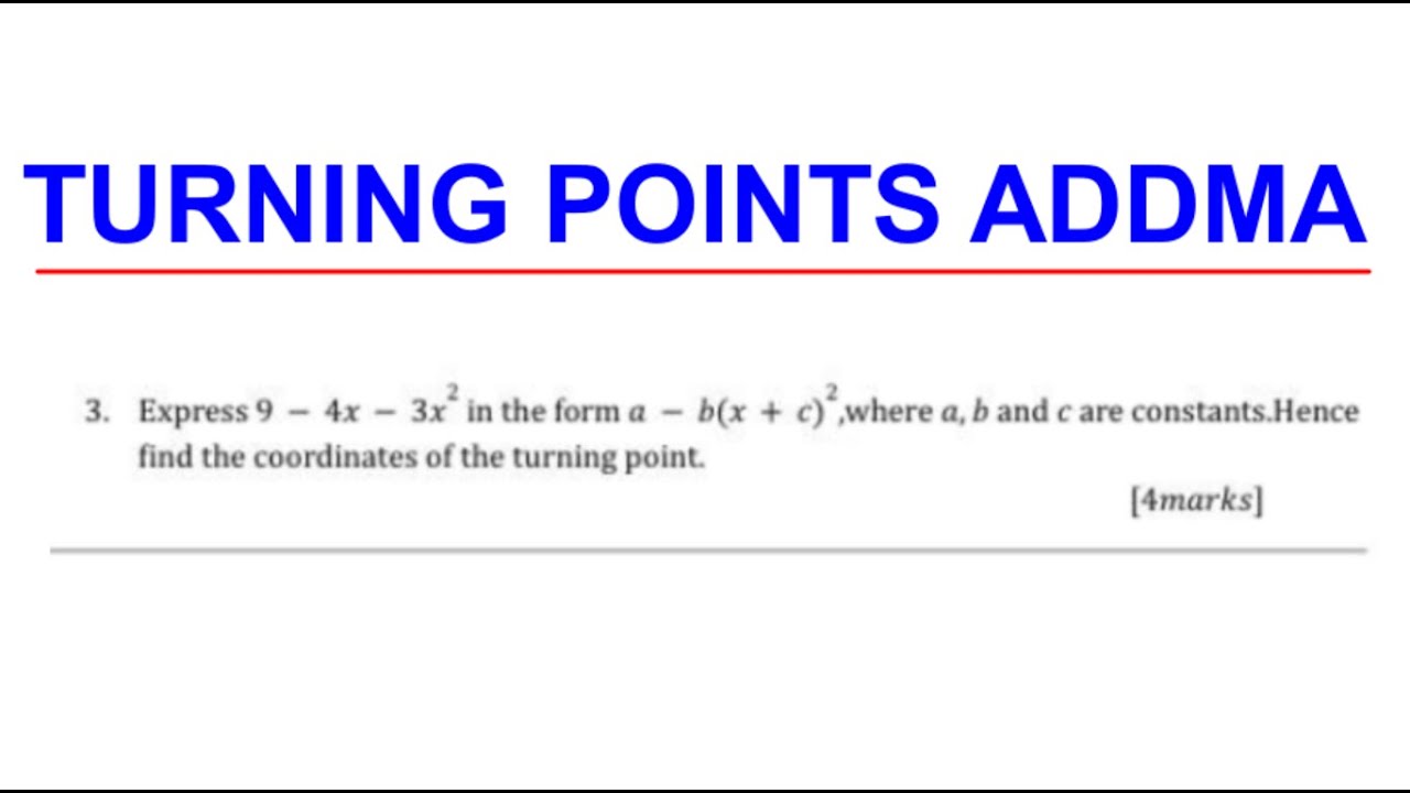 COMPLETING THE SQUARE METHOD, ADDITIONAL MATHEMATICS