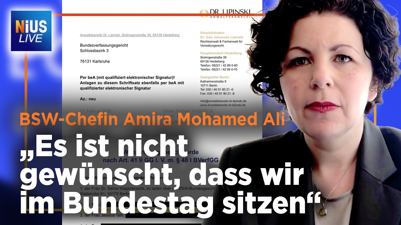 Neuauszählung: BSW klagt in Karlsruhe – Amira Mohamed Ali im Interview | NIUS Live vom 19.02.2026