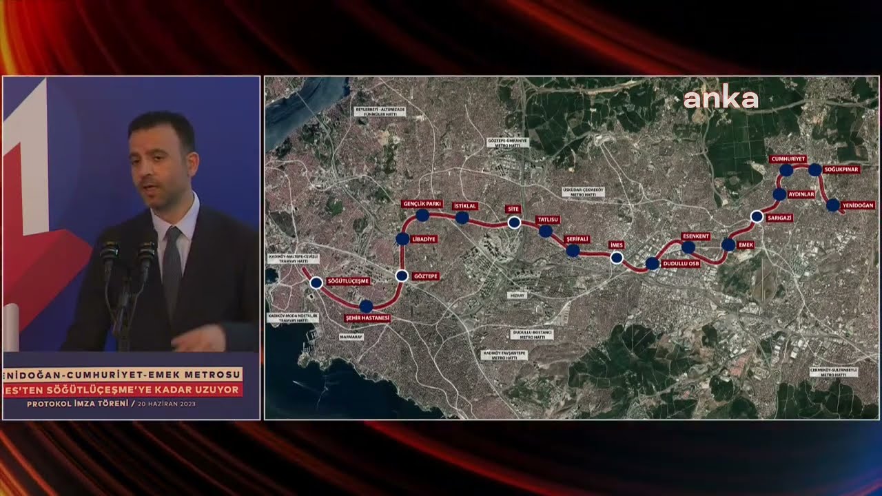 İBB Başkanı Ekrem İmamoğlu, S&ouml;ğ&uuml;tl&uuml;&ccedil;eşme-Yenidoğan Raylı Sistem Metro Hattı İmza T&ouml;reninde