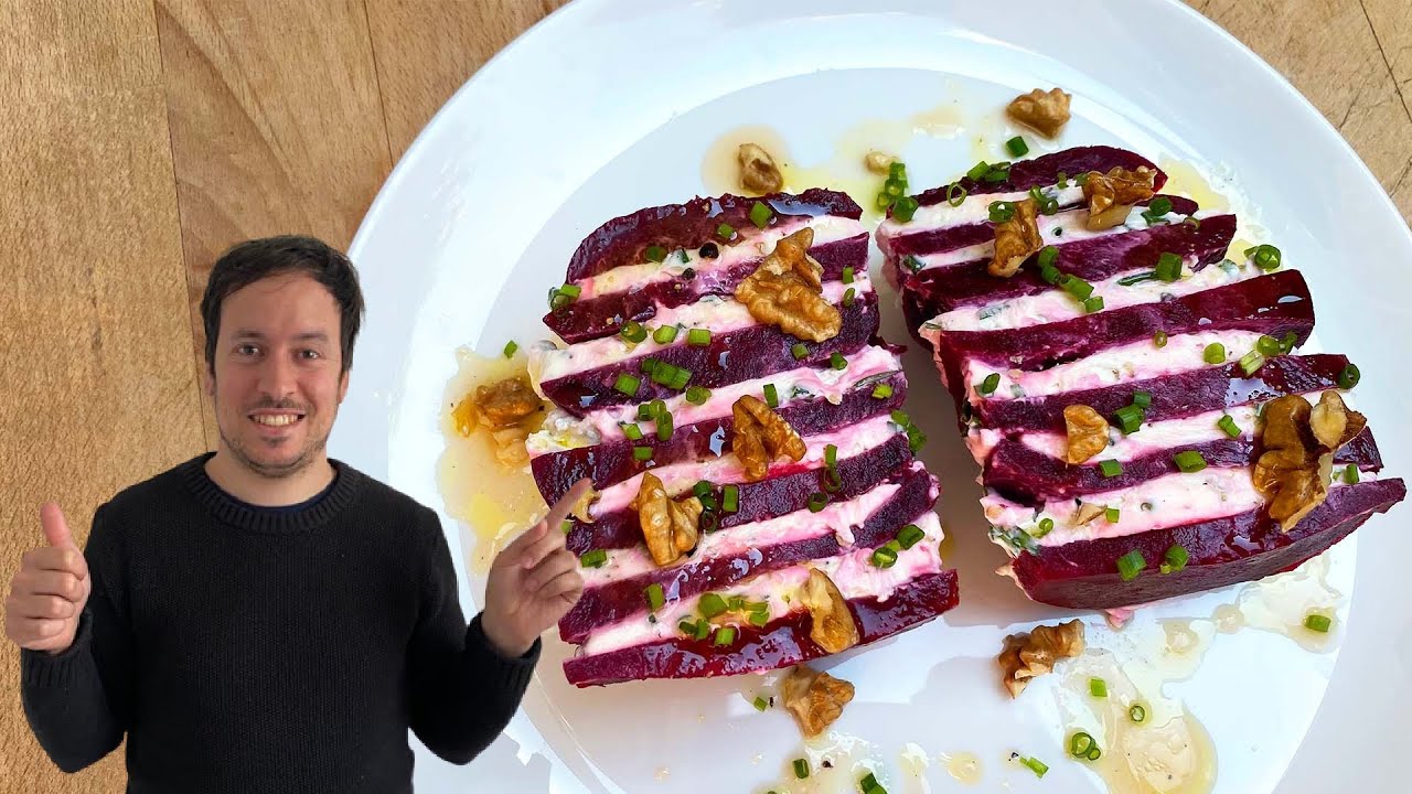 Millefeuille de betteraves au chèvre frais