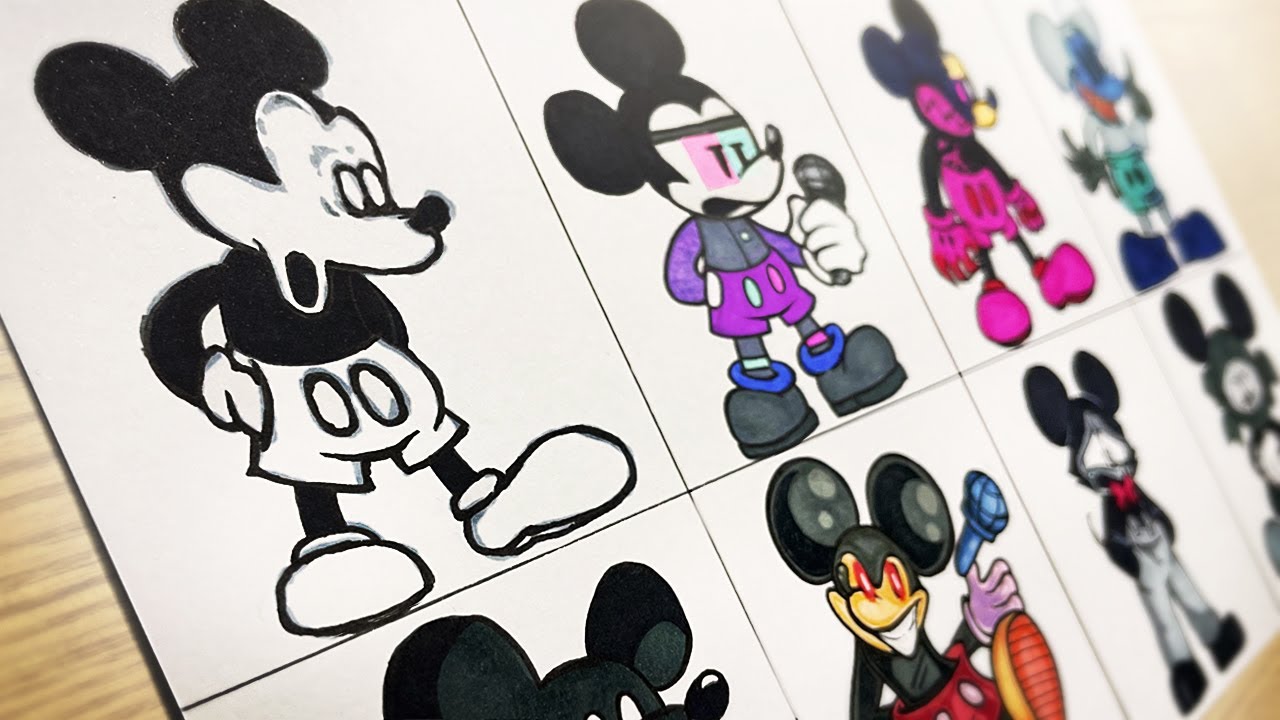 Drawing FRIDAY NIGHT FUNKIN' MODS - Mickey Mouse / Corrupt Mouse / Wednesday' Infidelity