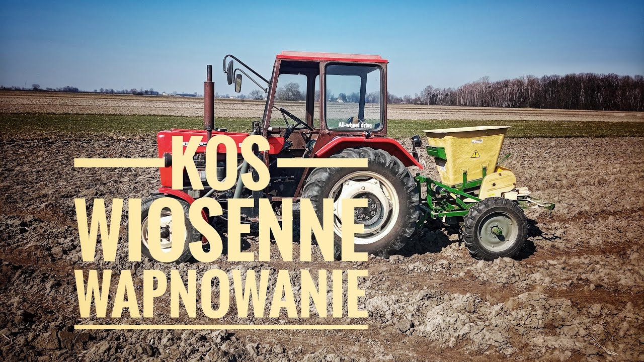 Rozsiewacz nawozów Kos. Wiosenne wapnowanie.