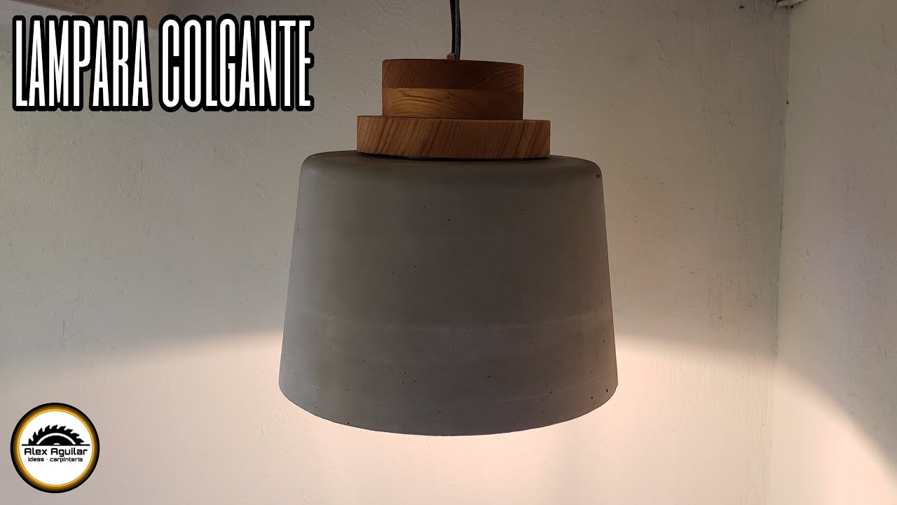 Como hacer una lampara colgante de concreto y madera
